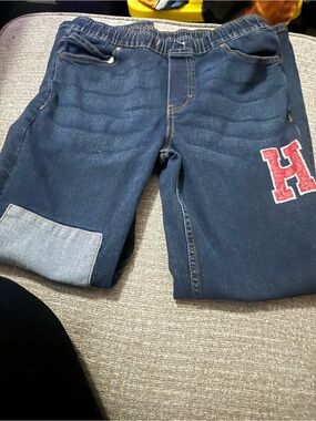 Tommy Hilfiger Navy Denim Shorts with Red Patch